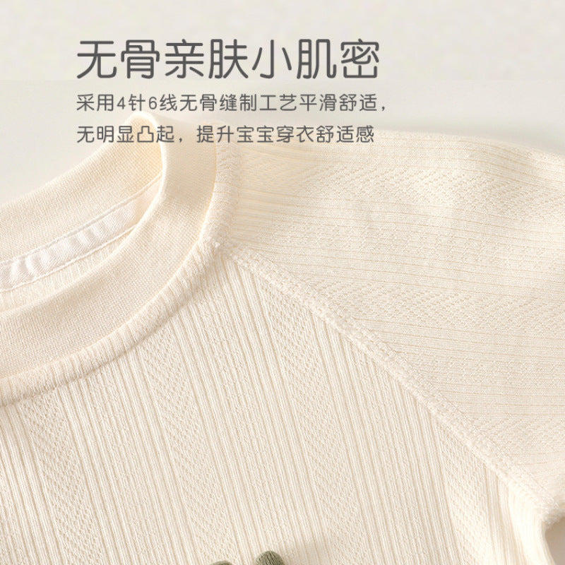 Baby Clothing Pure Embroidered Solid Color Romper Baby Onesie Seamless Long Sleeve