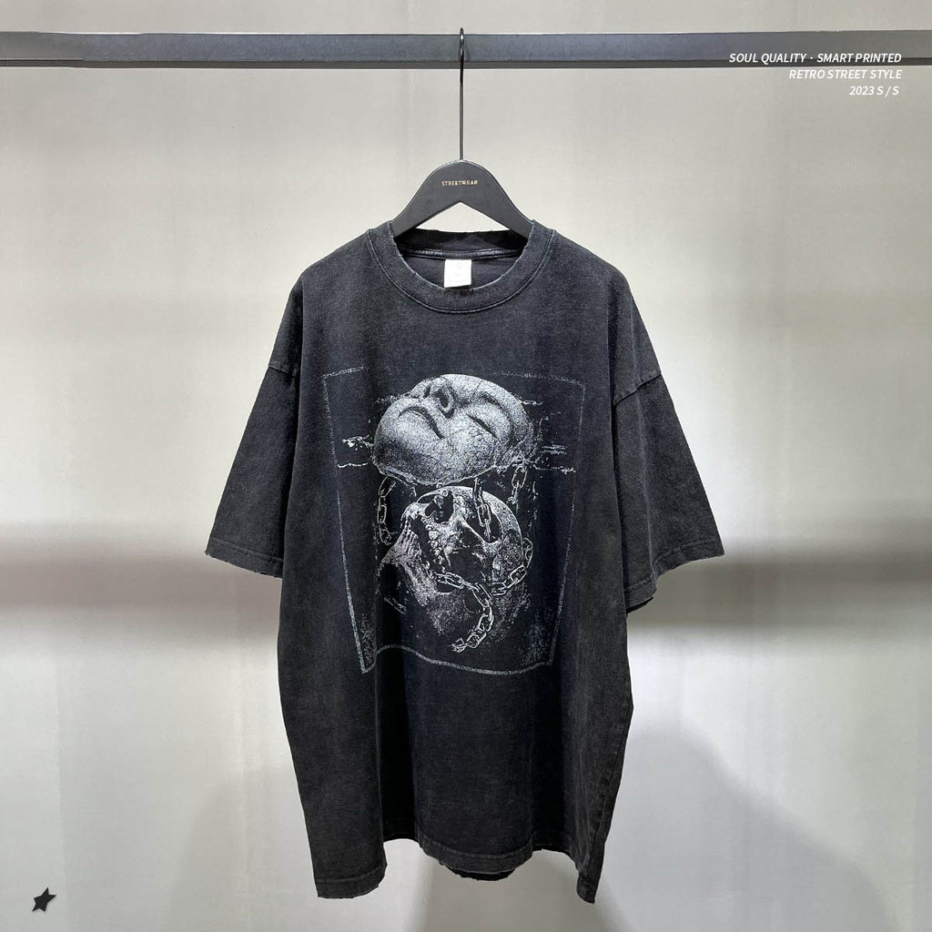 Washed Skull Print T-Shirt