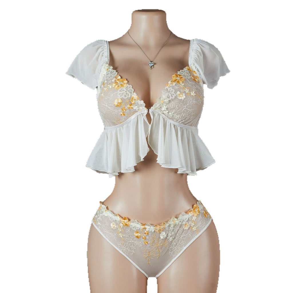 Lace Perspective Ruffle Underwear Set