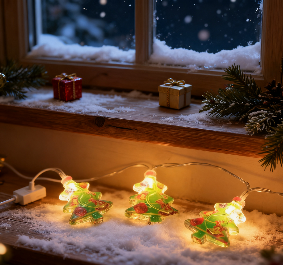 Colorful Christmas tree, Christmas lights, LED light string