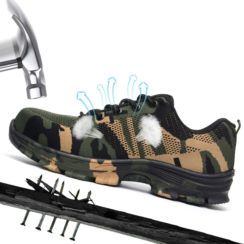 Steel Toe Safety Boots Outdoor Breathable Safety Shoes For Men Puncture-Proof Workers Sneakers