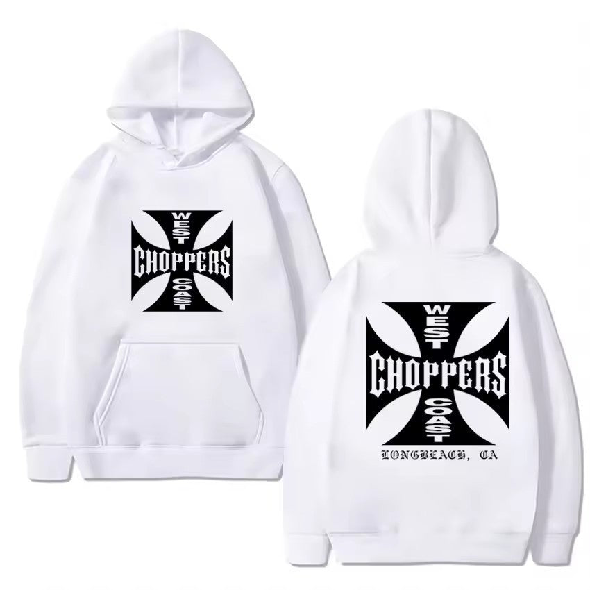 Long Sleeve Hoodie with Double-Sided Print West Coast Retro Sweatshirt