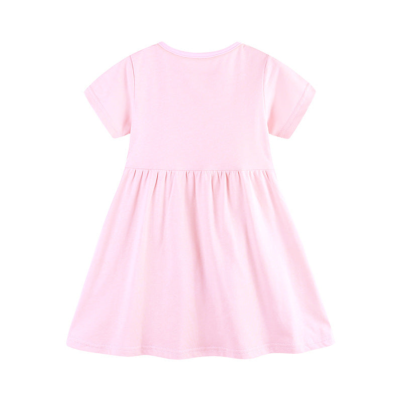 Cartoon printed short sleeved girls' dress