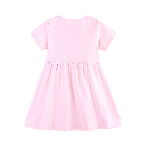 Cartoon printed short sleeved girls' dress