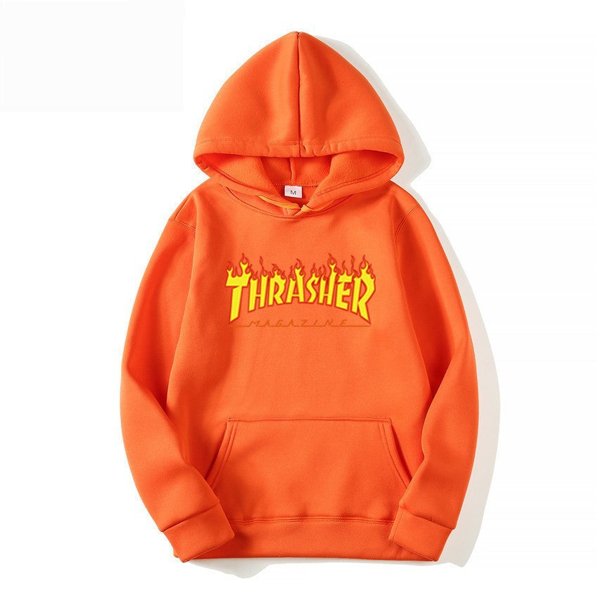 THRASHER Printed Unisex Fleece Hoodie Couple's Streetwear Casual Sweatshirt