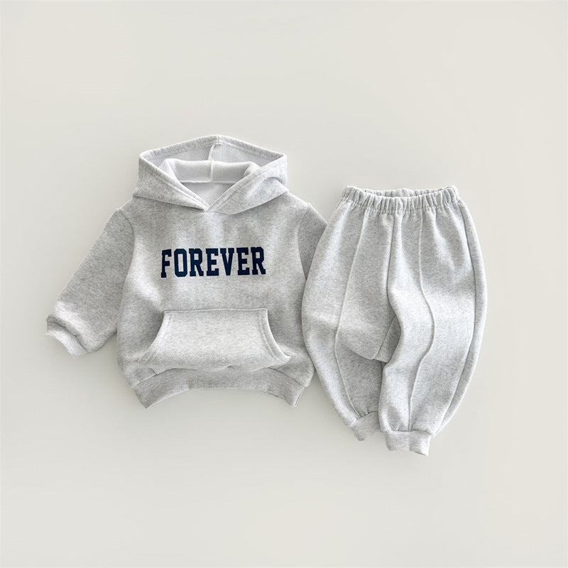 Children's fleece set hooded fleece two-piece set
