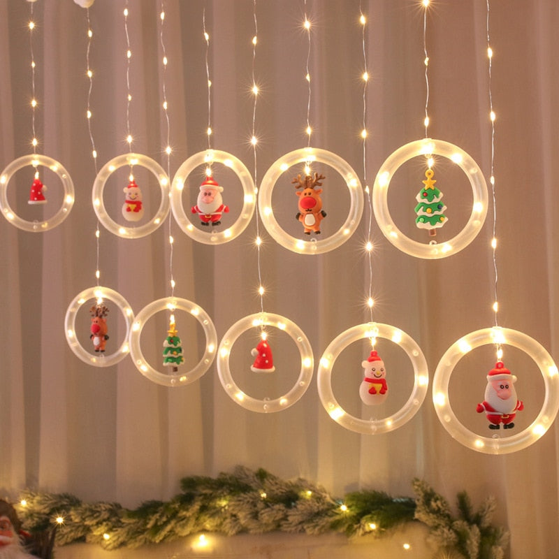 Merry Christmas Santa Claus LED Curtain Light Christma Decorations for Home Christmas Tree Decorations Xmas Natale New Year