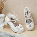 Lolita women's shoes bow shallow mouth cute girl round head with middle heel loli single shoes