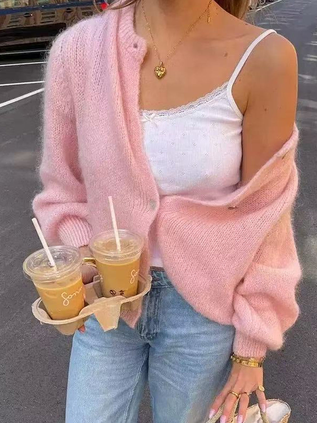 Soft Knit Cardigan for Women, Autumn/Winter, Cozy Woolen Crewneck, Loose Lazy Style, Solid Color, Short Sweater Coat
