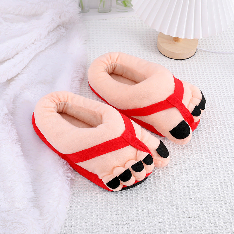 Creative Cute Funny Big Foot Cotton Slippers for Women, Autumn/Winter Couple Men's Indoor Warmth Personality Style