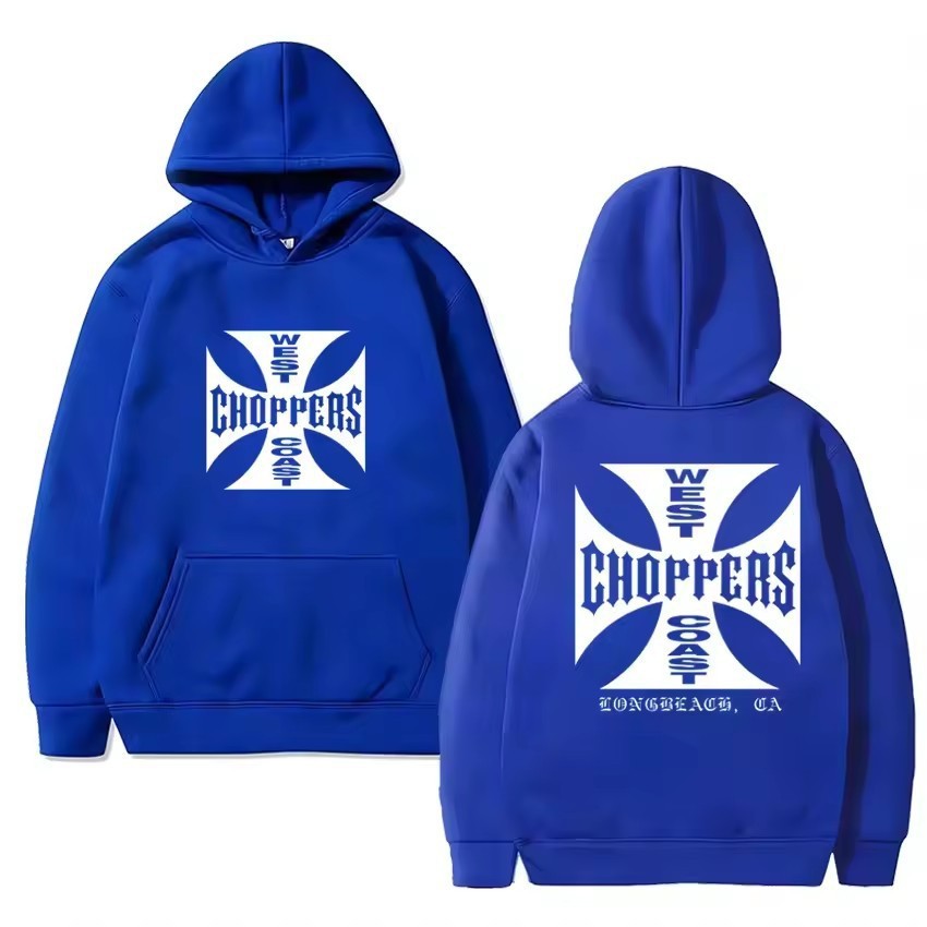 Long Sleeve Hoodie with Double-Sided Print West Coast Retro Sweatshirt