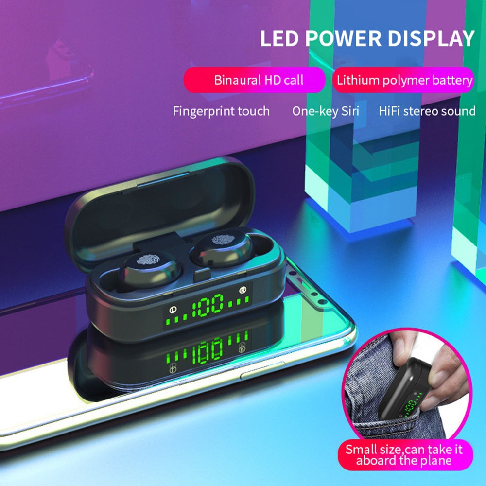 m8 Touch Digital Display Bluetooth Headset Binaural Bluetooth Headset With Charging Compartment Bluetooth Headset