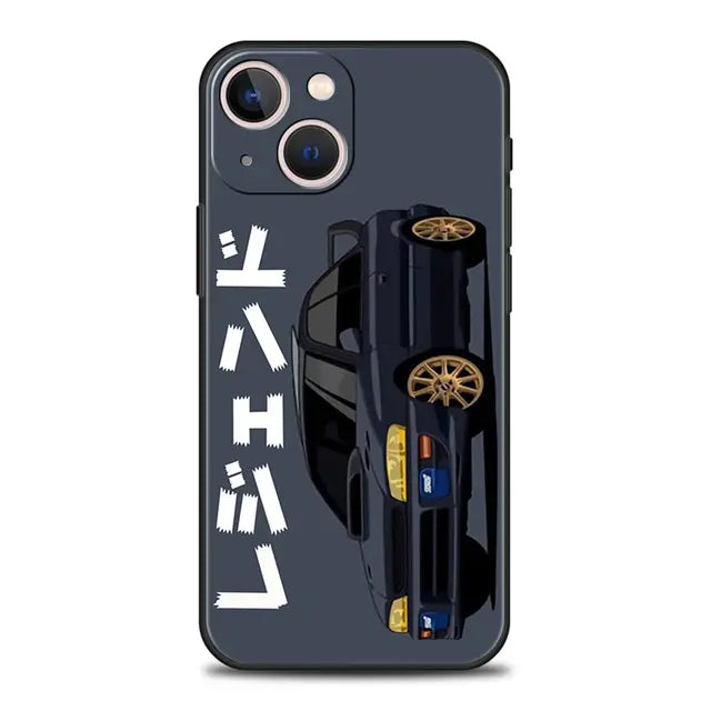 Luxury Phone Case For iPhone 11 12 13 15 14 Pro Max X XR XS 7 8 Plus SE 2020 Black Soft Cover Funda JDM Tokyo Drift Sports Car