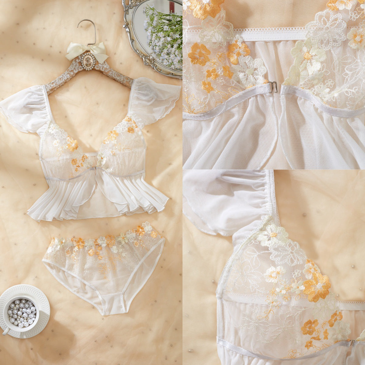 Lace Perspective Ruffle Underwear Set