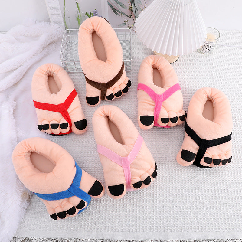 Creative Cute Funny Big Foot Cotton Slippers for Women, Autumn/Winter Couple Men's Indoor Warmth Personality Style