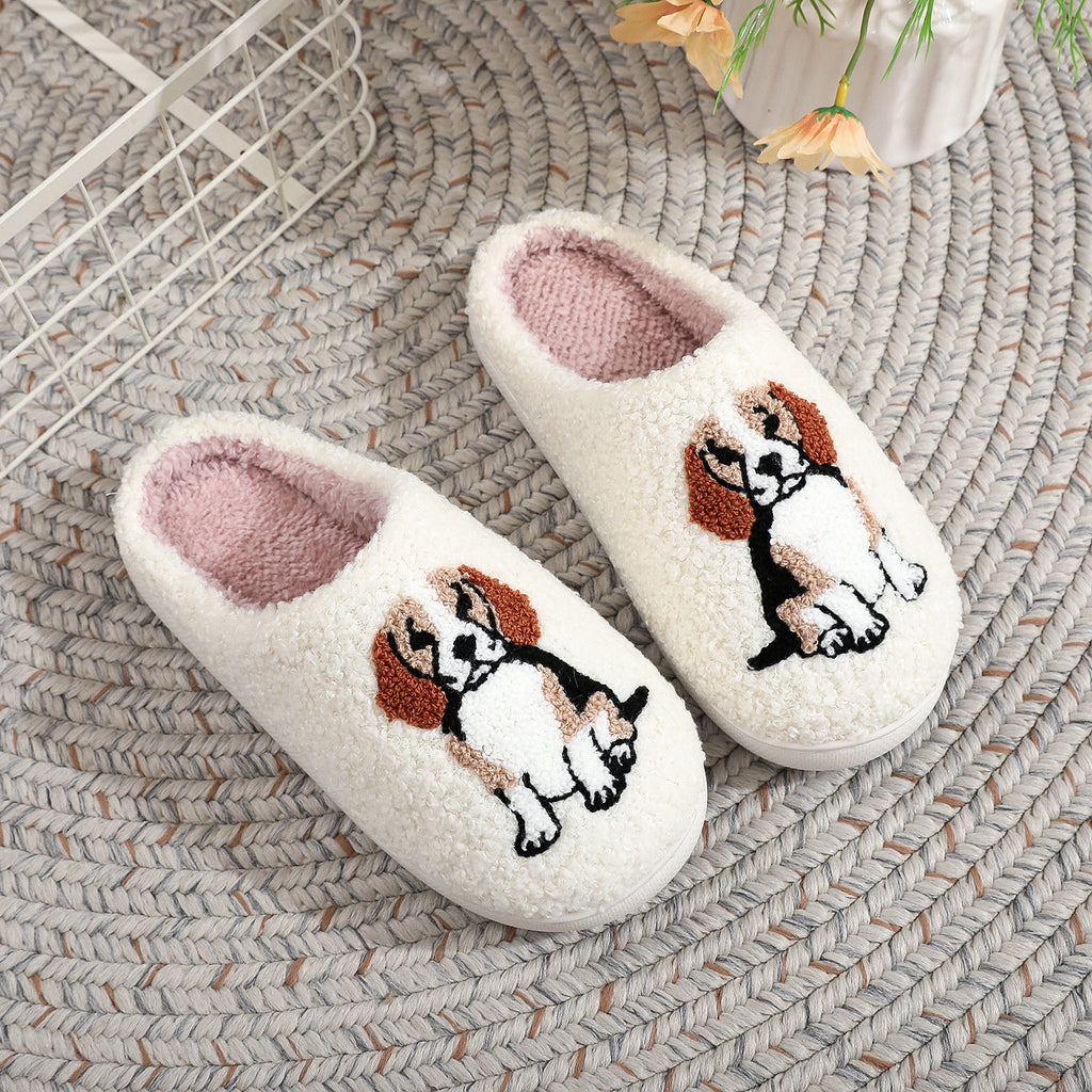 Beagle cotton home indoor anti slip cute cartoon dog slippers for women