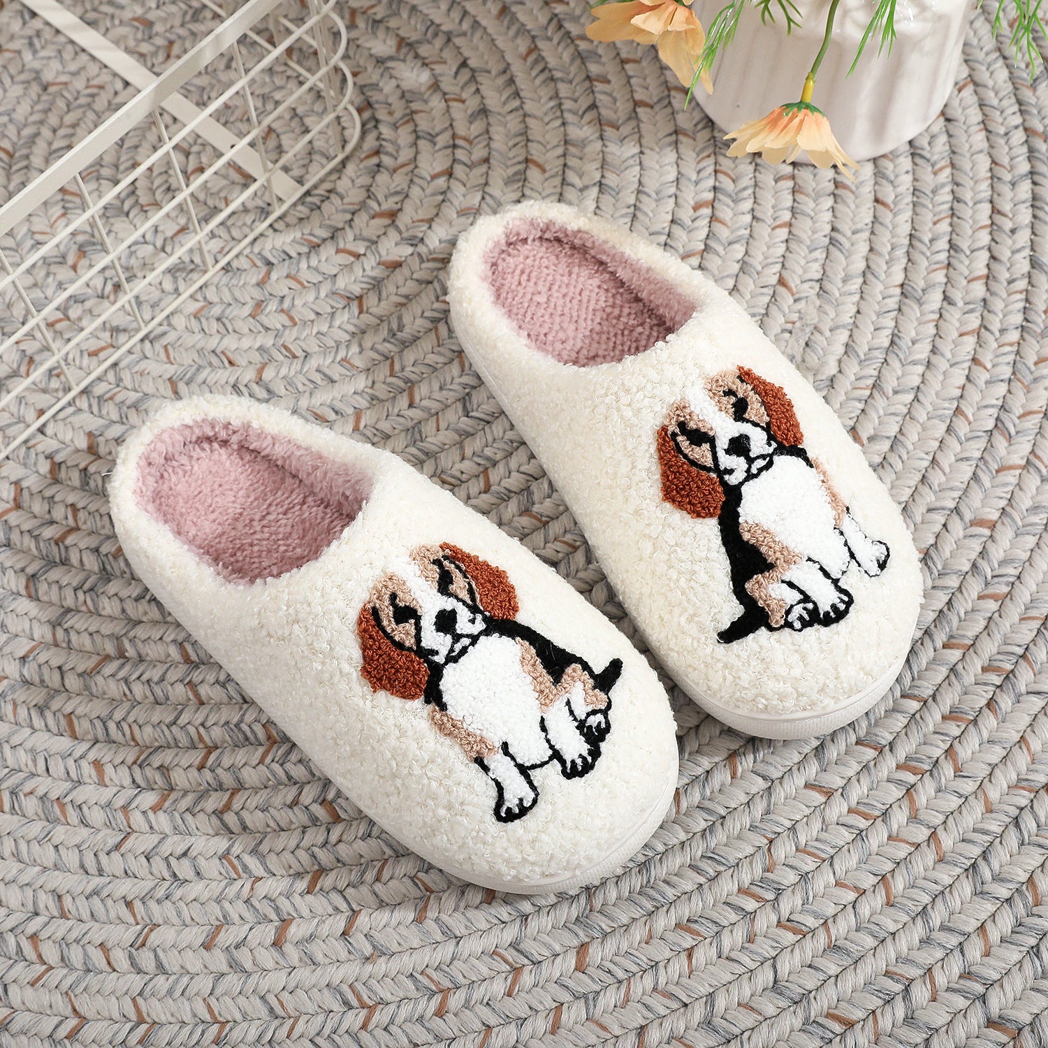 Beagle cotton home indoor anti slip cute cartoon dog slippers for women