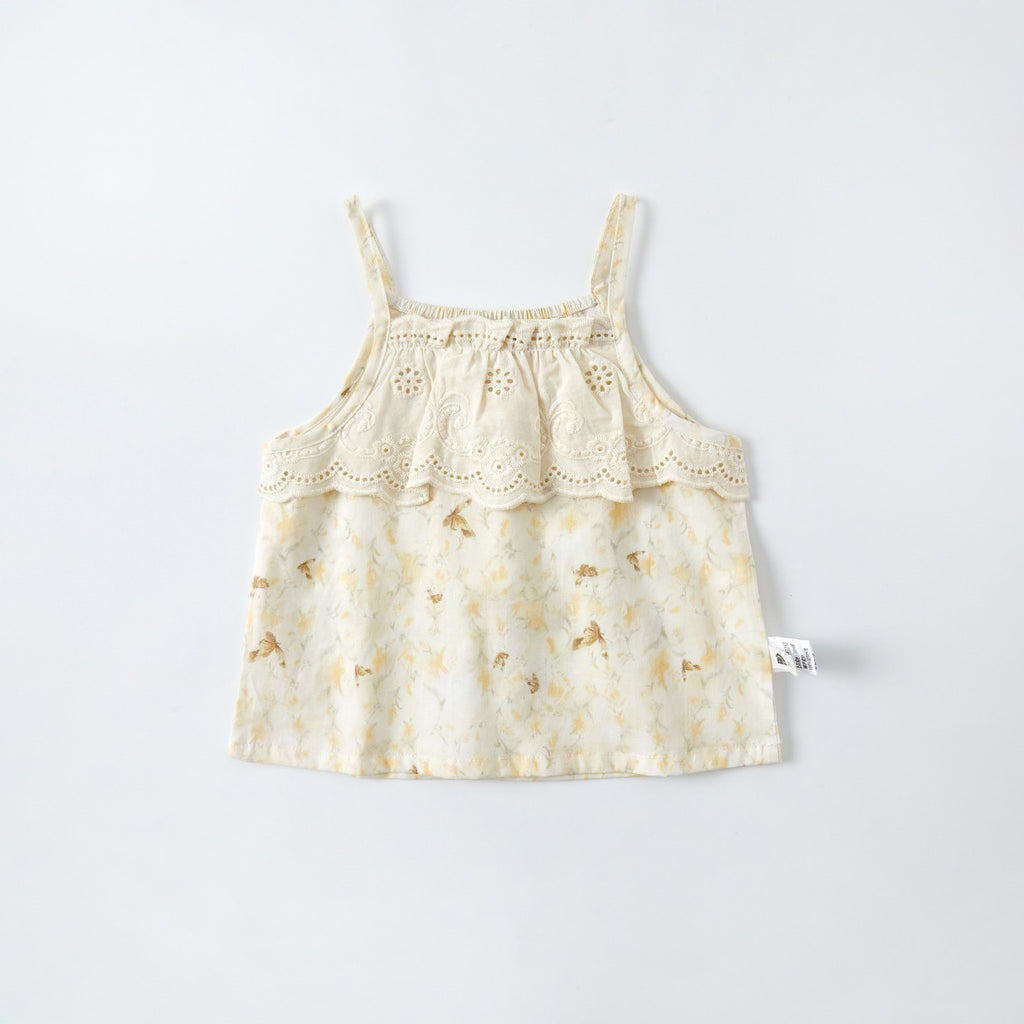 Girls' Floral Strap Set Baby Thin Vest Shorts Two-Piece Set