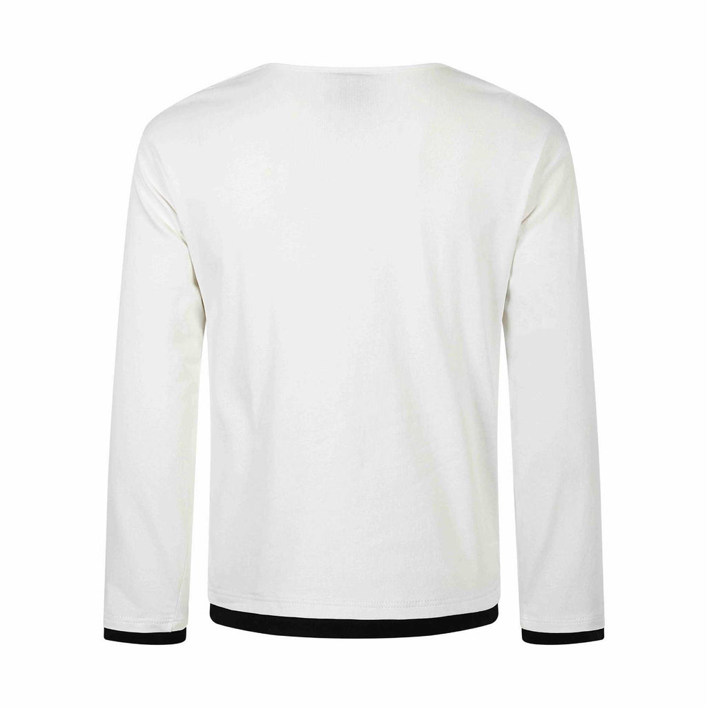 Print High Neck Mock Two-Piece Long Sleeve T-Shirt Men American Street Style Fashion