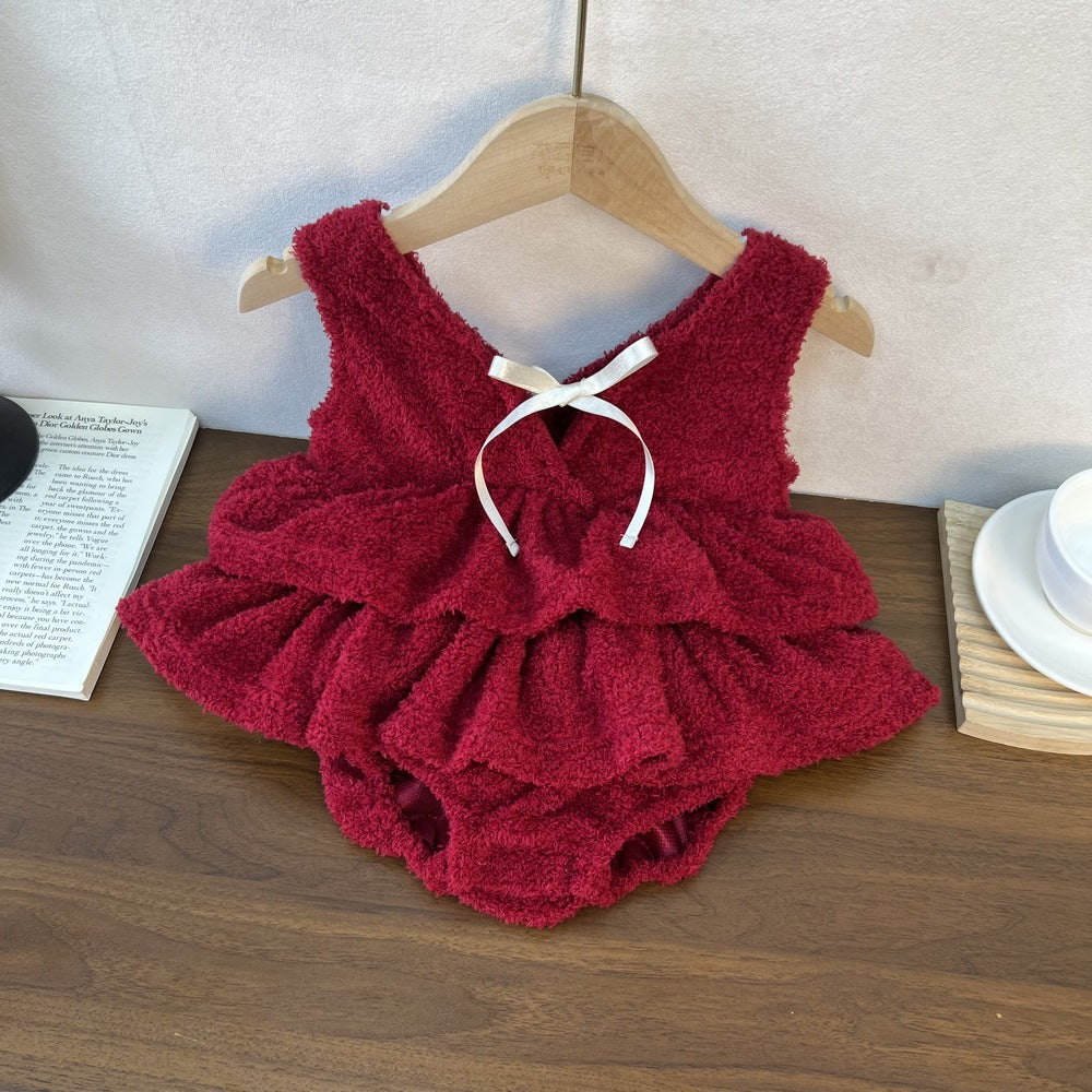 Female Treasure Sweet Bow Strap Climbing Dress