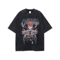 Anime Print Frayed Edge T-Shirt