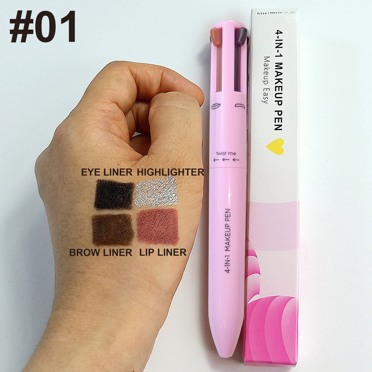 4-in-1 Waterproof Eyebrow Pencil & Eyeliner Highlighter Stick