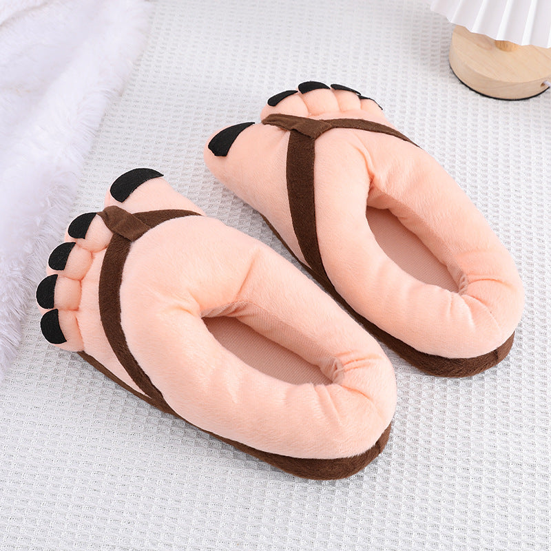 Creative Cute Funny Big Foot Cotton Slippers for Women, Autumn/Winter Couple Men's Indoor Warmth Personality Style
