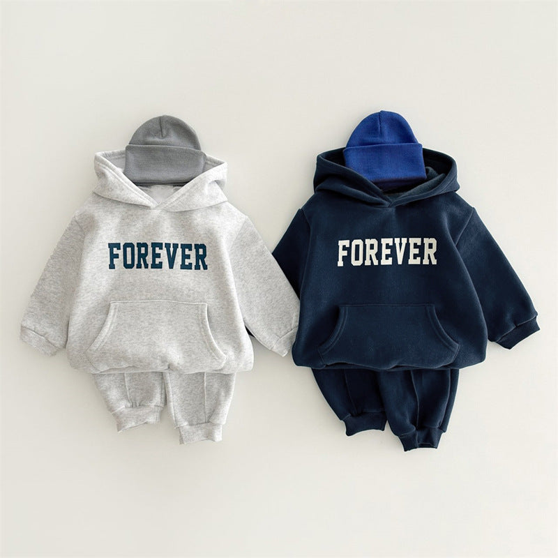 Children's fleece set hooded fleece two-piece set