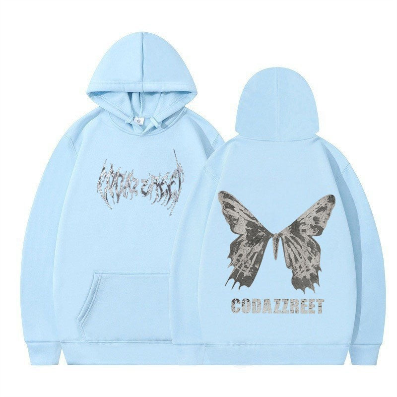 Hooded Sweatshirt for Men and Women, Couple Style, Hip-hop Butterfly Design