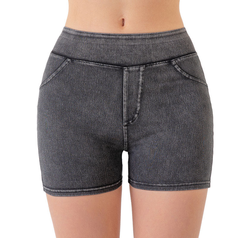 Spring/Summer New High Waist and Hip Lifting Yoga Cowboy Shorts for Women, High Elasticity, Slimming and Abdominal Compression, Sports Outerwear, Fitness Three Part Pants