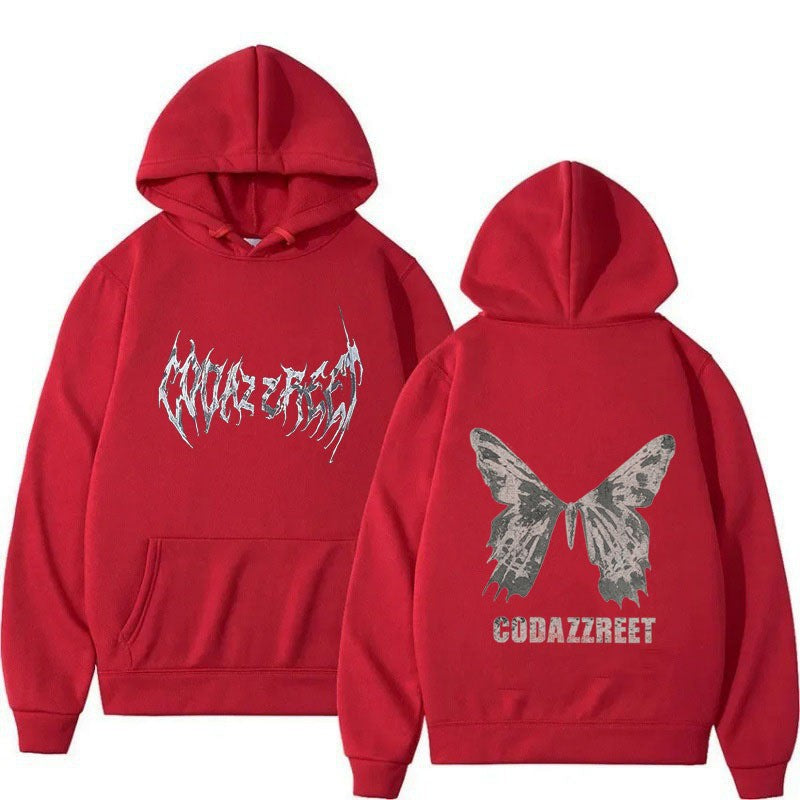 Hooded Sweatshirt for Men and Women, Couple Style, Hip-hop Butterfly Design
