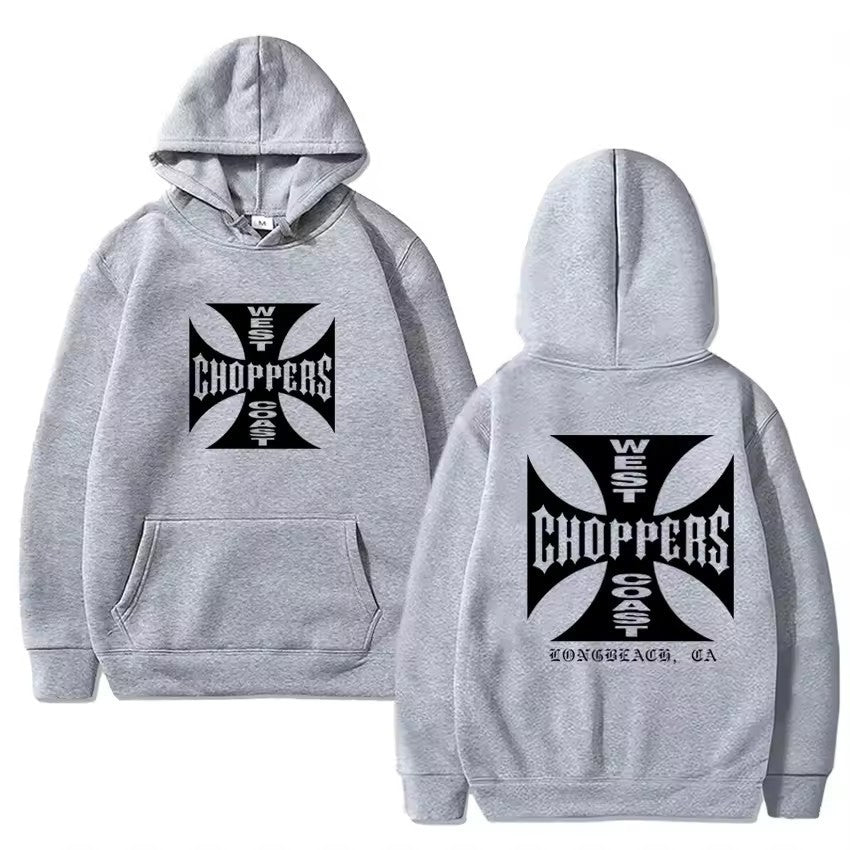 Long Sleeve Hoodie with Double-Sided Print West Coast Retro Sweatshirt