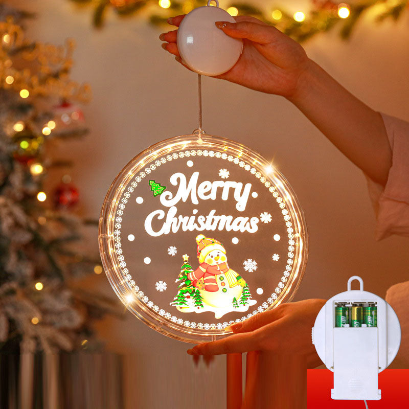 Christmas LED Decorative Light Door Hanging Christmas Tree Shopping Mall Showcase Atmosphere Light Colorful Circular Suction Cup Hanging Light