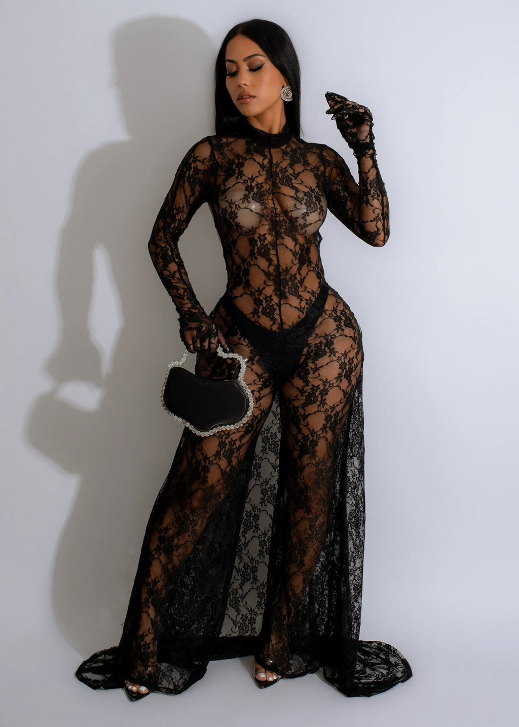 Sexy Lace Part Jumpsuit Maxi Dress