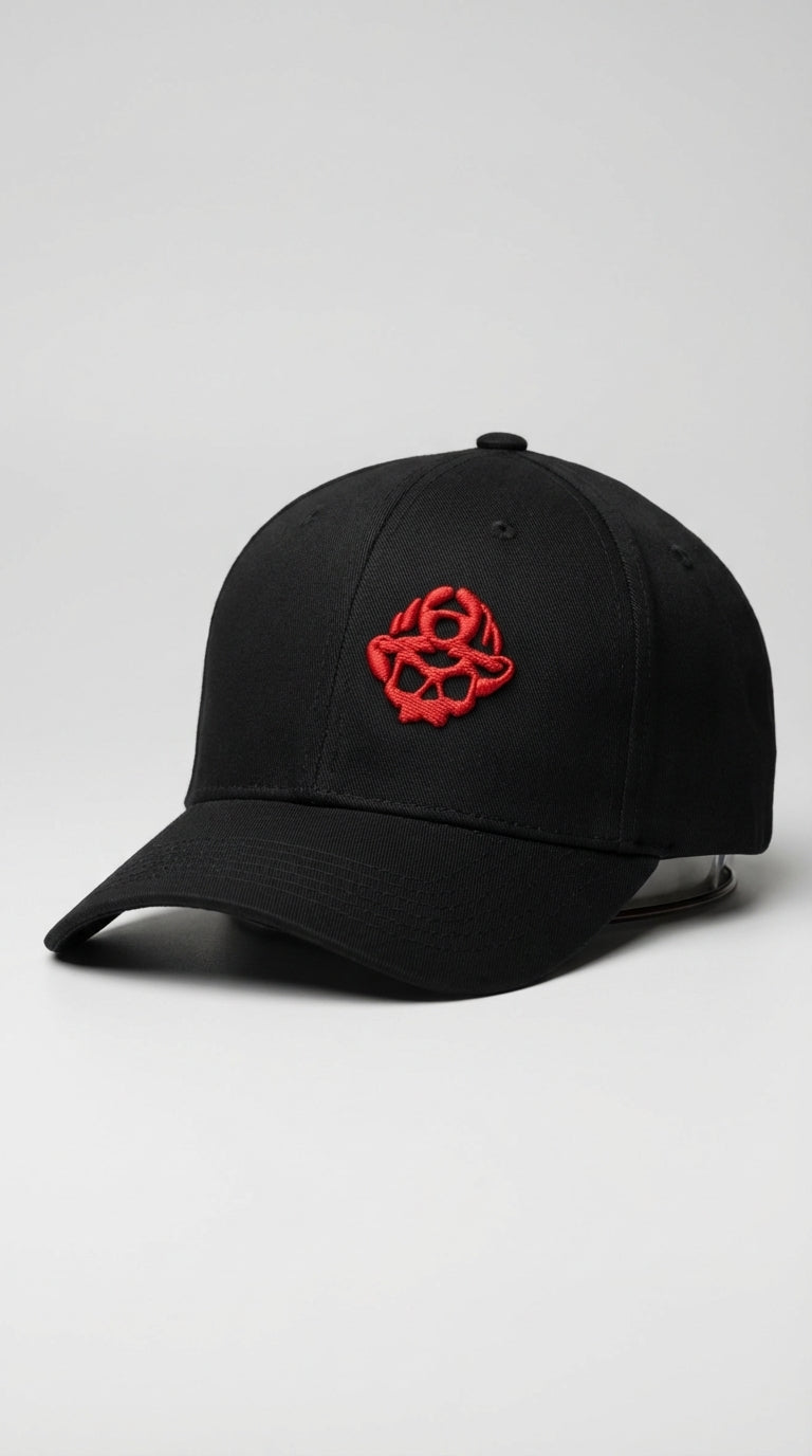 Red 3D Puff Skull Flexfit Hat