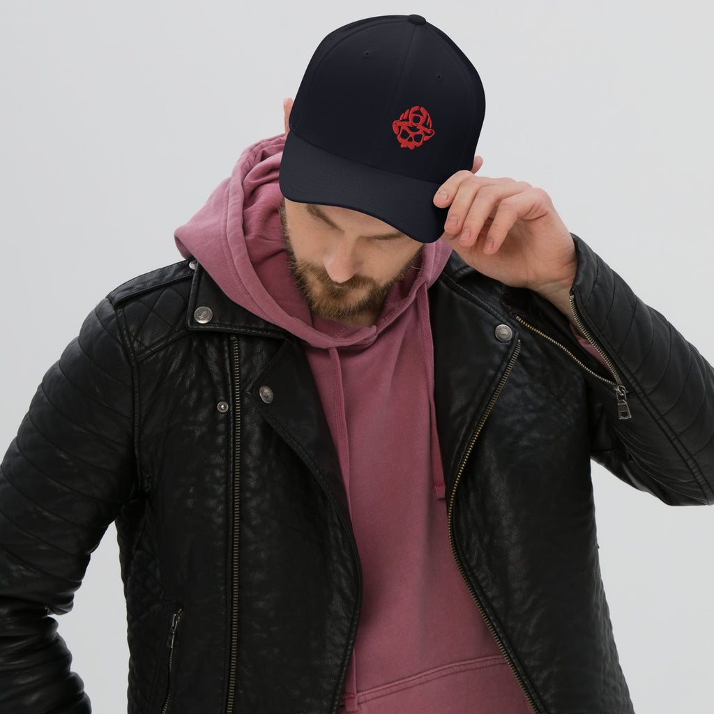 Red 3D Puff Skull Flexfit Hat