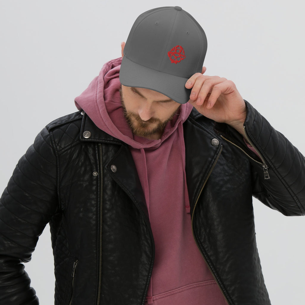 Red 3D Puff Skull Flexfit Hat
