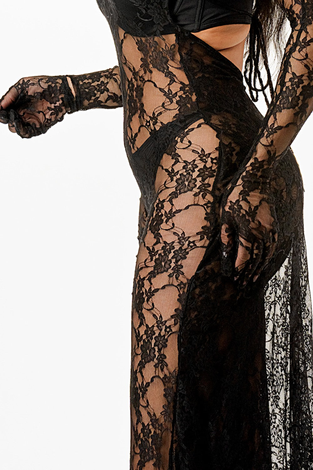Sexy Lace Part Jumpsuit Maxi Dress